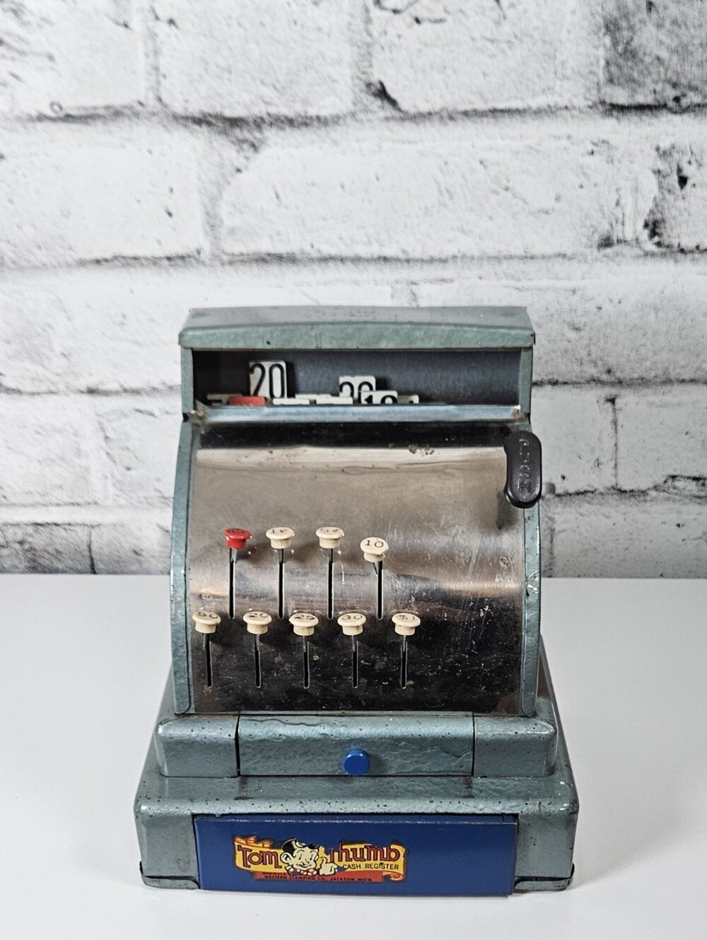 Vintage 1950s Tom Thumb Metal Toy Cash Register Western Stamping Co